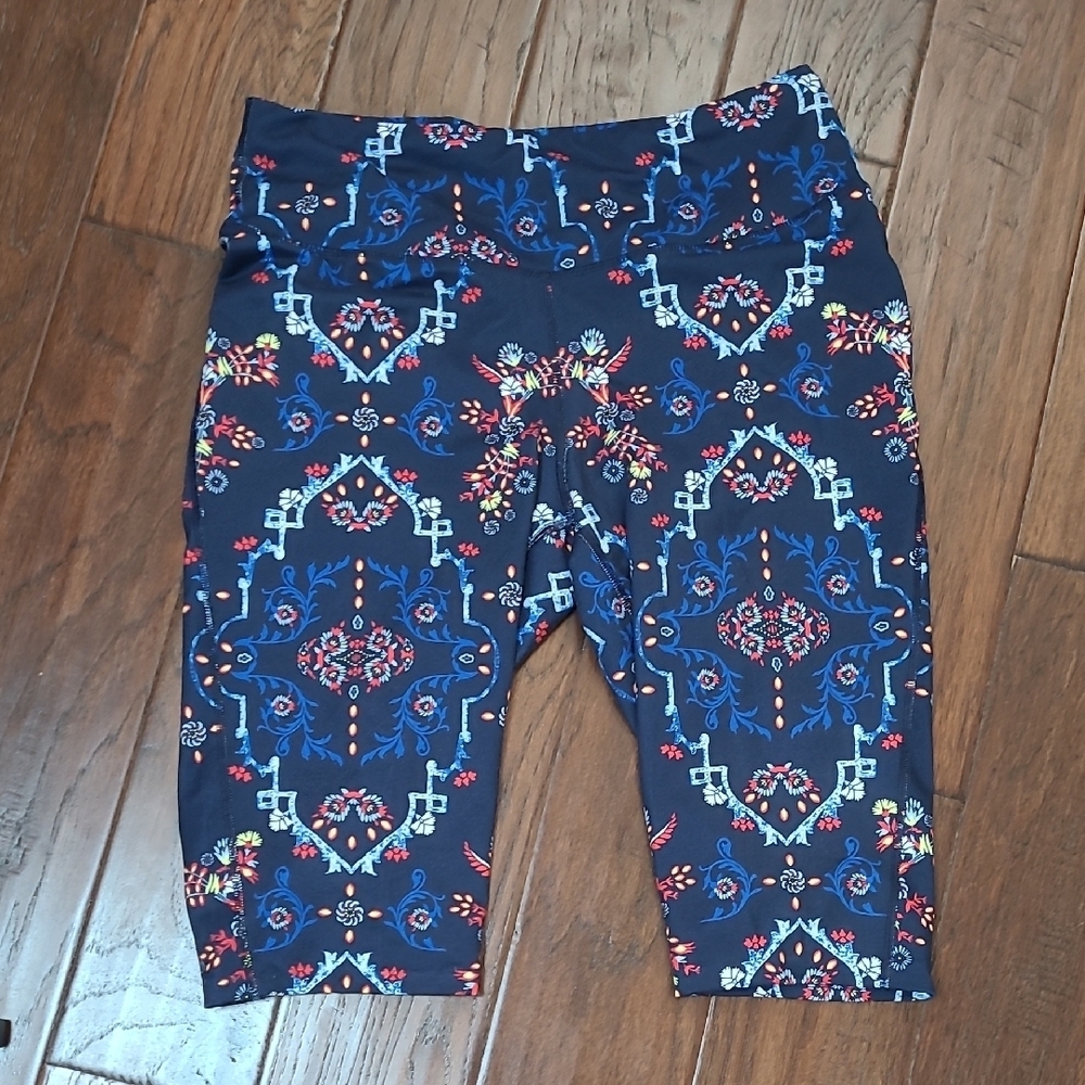 ZELOS Navy Blue Patterned Athletic/Bike Shorts size 1X